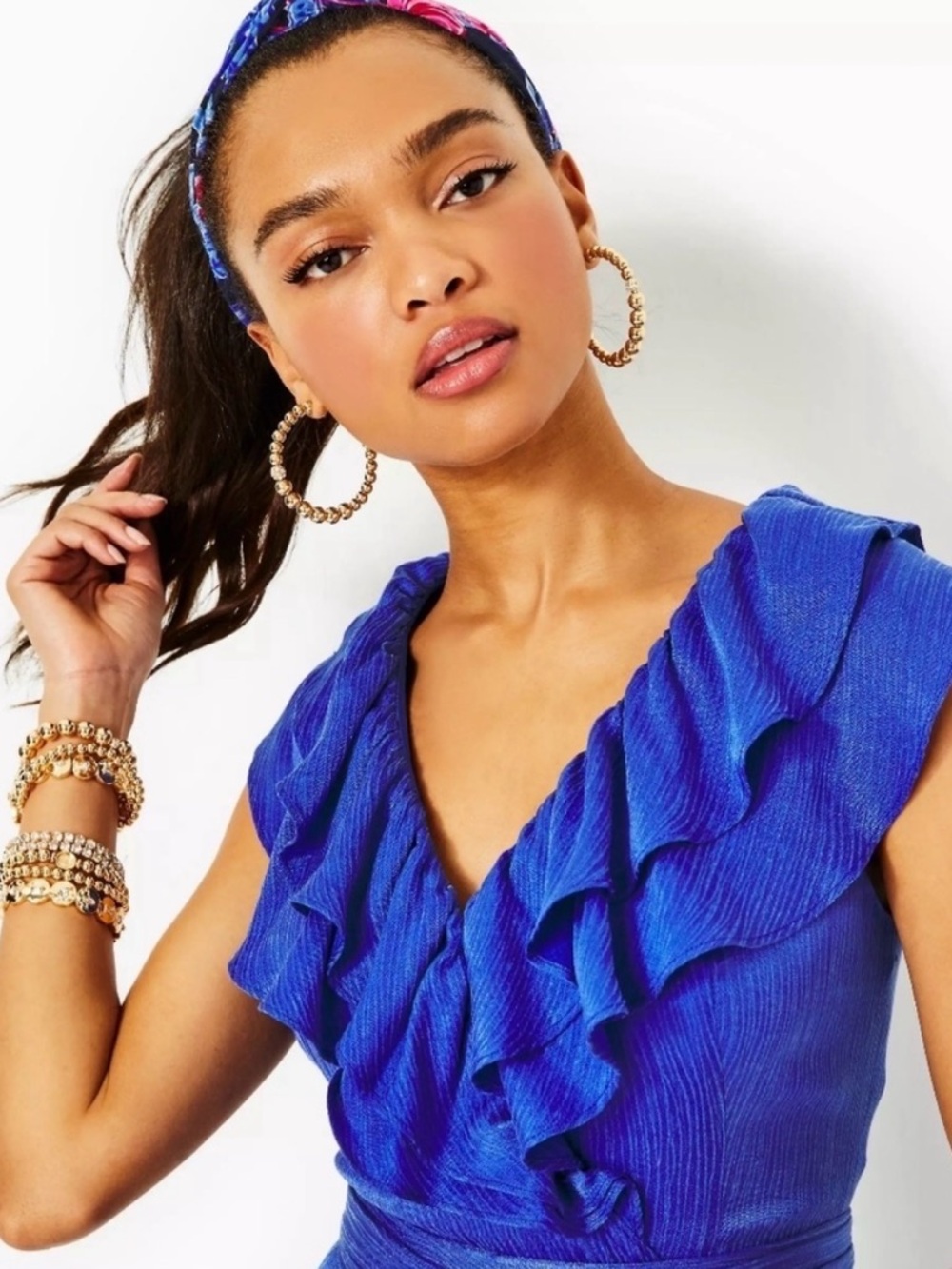 NEW! Lilly Pulitzer Amata Ruffle Blue Jumpsuit Size 8 Vacation Resort - Picture 4 of 4